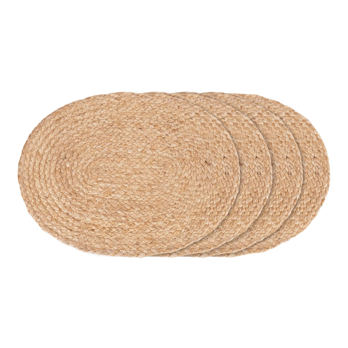 Bombay Dækkeservietter Flettet Jute, Natur, Oval 35x45 cm (4 stk.)