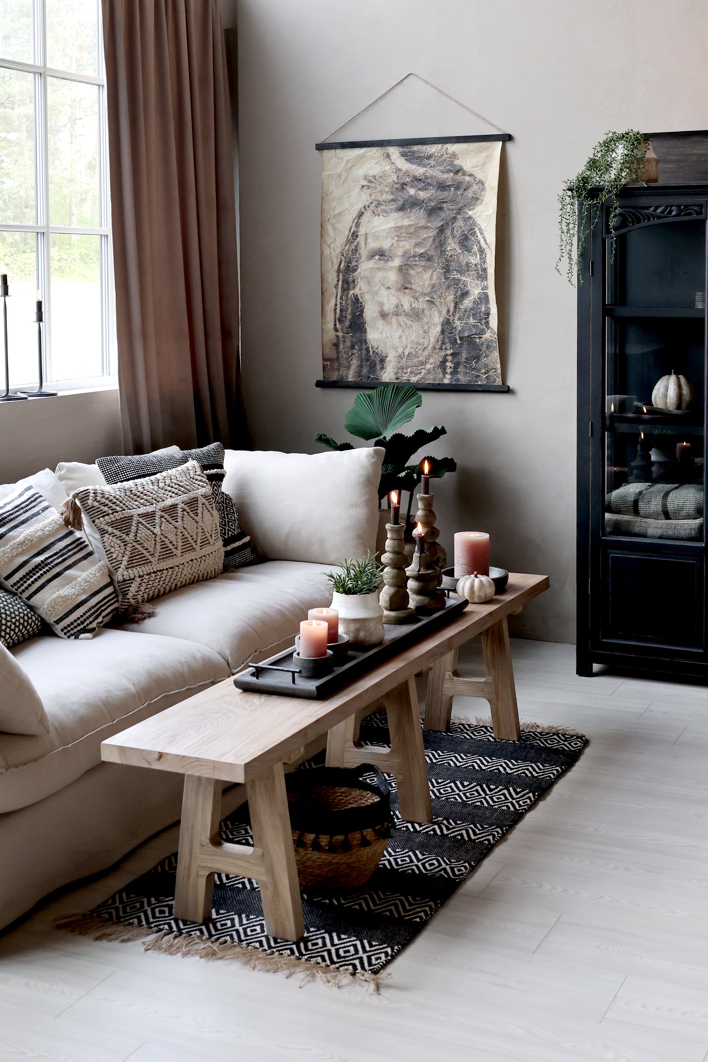 Bænk i genbrugstræ, H45/L240/B32 cm natur by Chic Antique