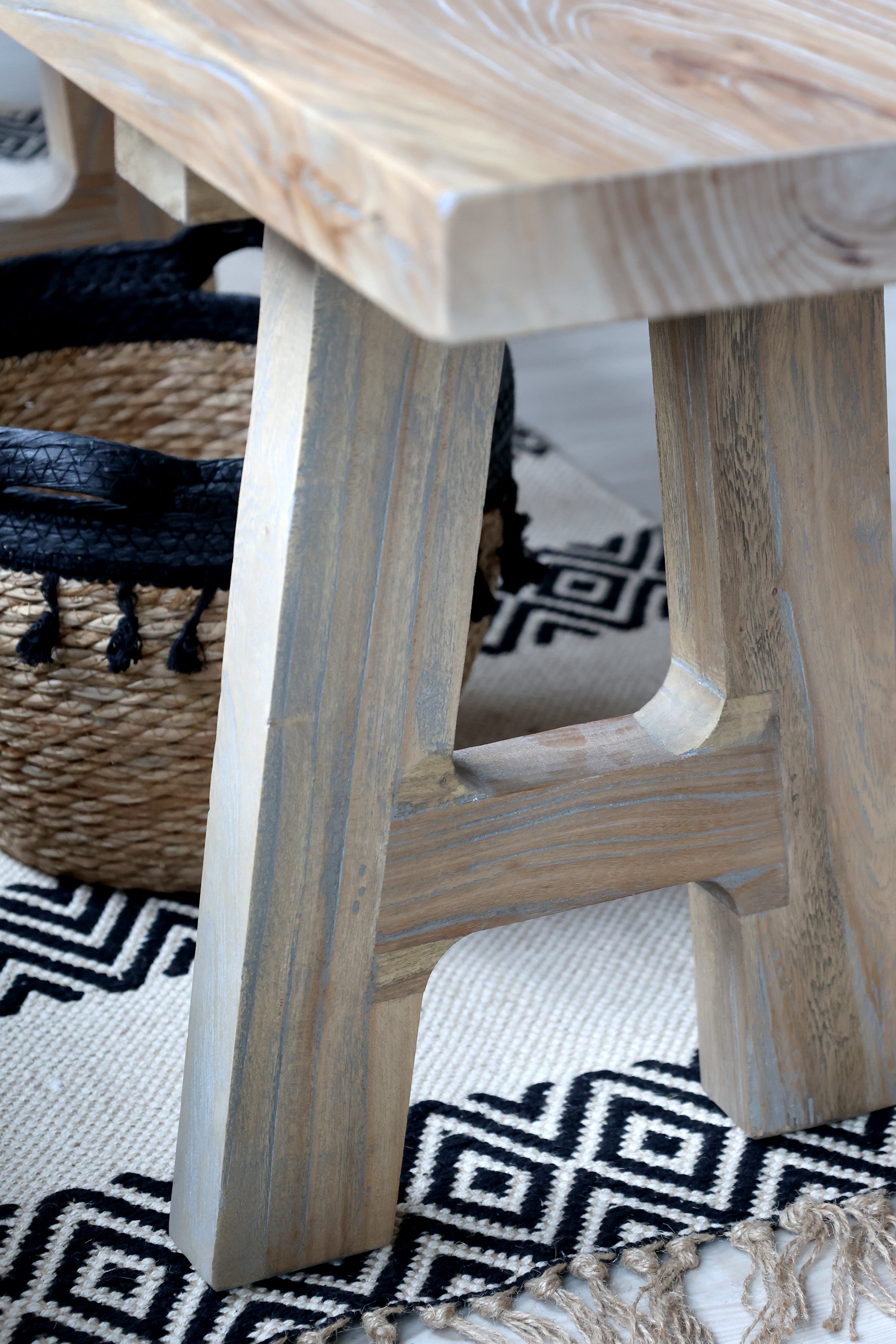 Bænk i genbrugstræ, H45/L240/B32 cm natur by Chic Antique