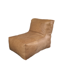 Loungestol i læder, H83/L103/B83 cm cognac by Chic Antique