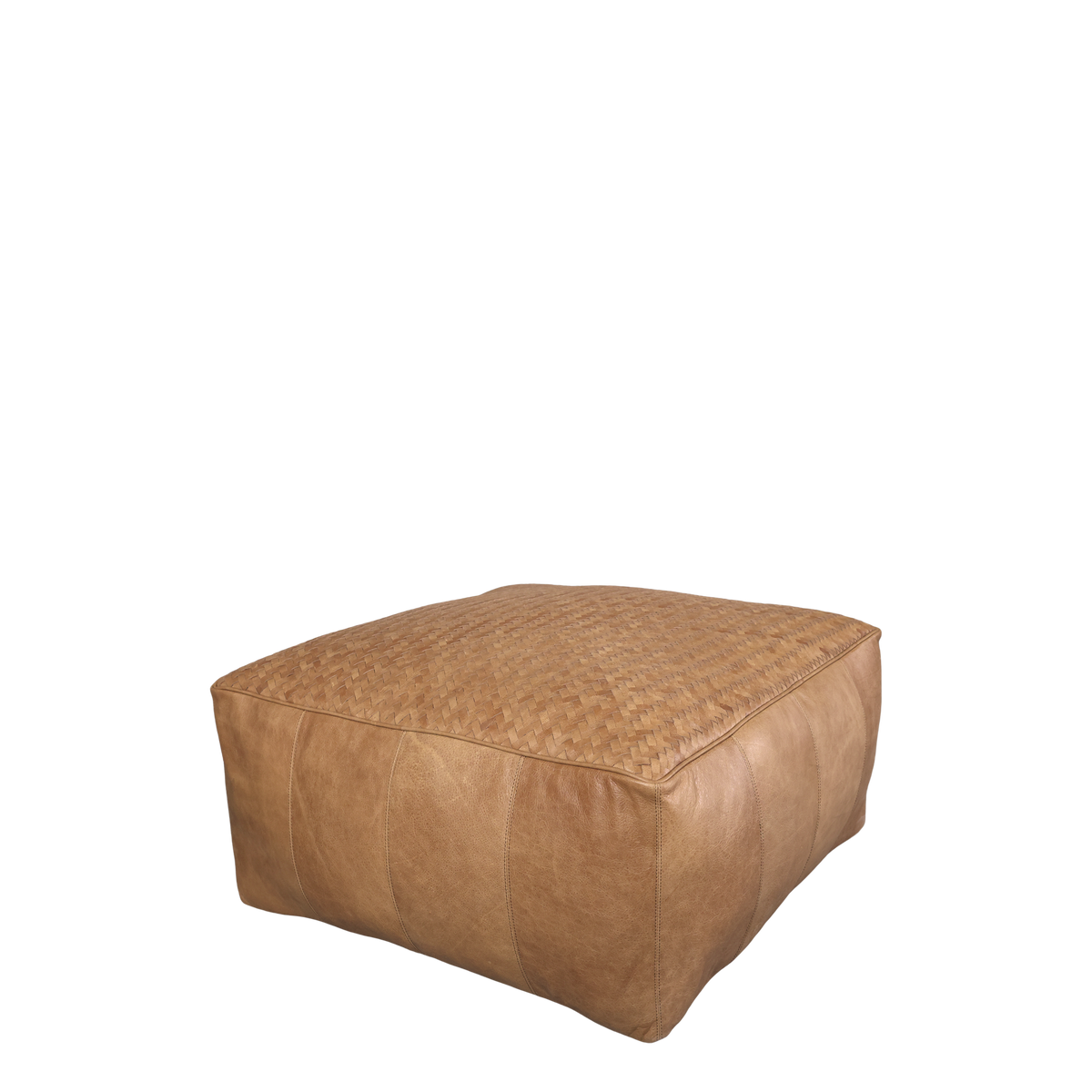 Loungepuf i læder, H35/L75/B75 cm cognac by Chic Antique