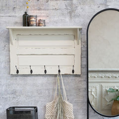 Knagerække m. 5 knager og 1 hylde, 51x81,5x13 cm antique creme