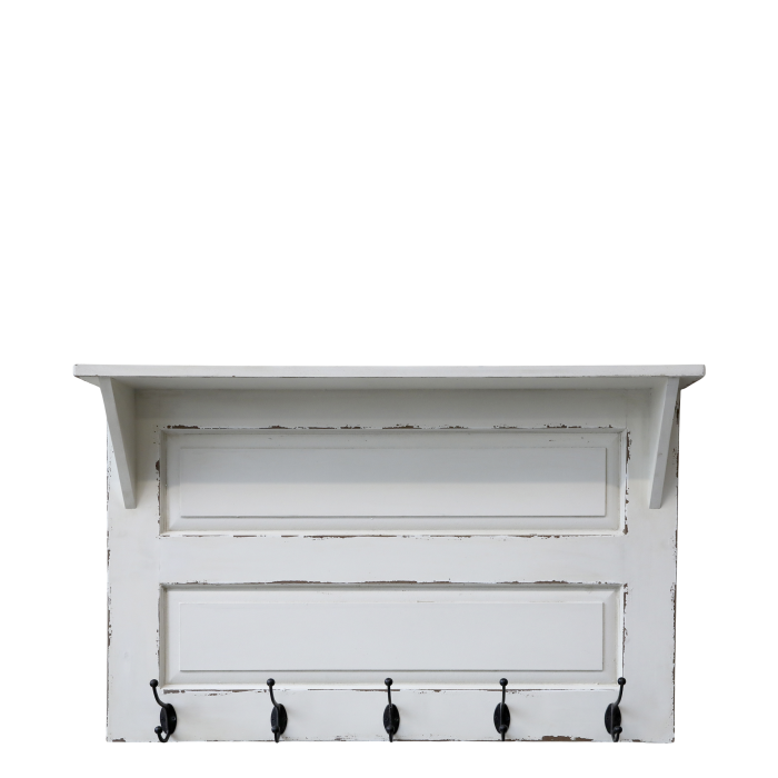 Knagerække m. 5 knager og 1 hylde, 51x81,5x13 cm antique creme