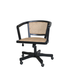 Fransk Kontorstol m. fletsæde & ryg, H80/L60/B60 cm antique sort by Chic Antique