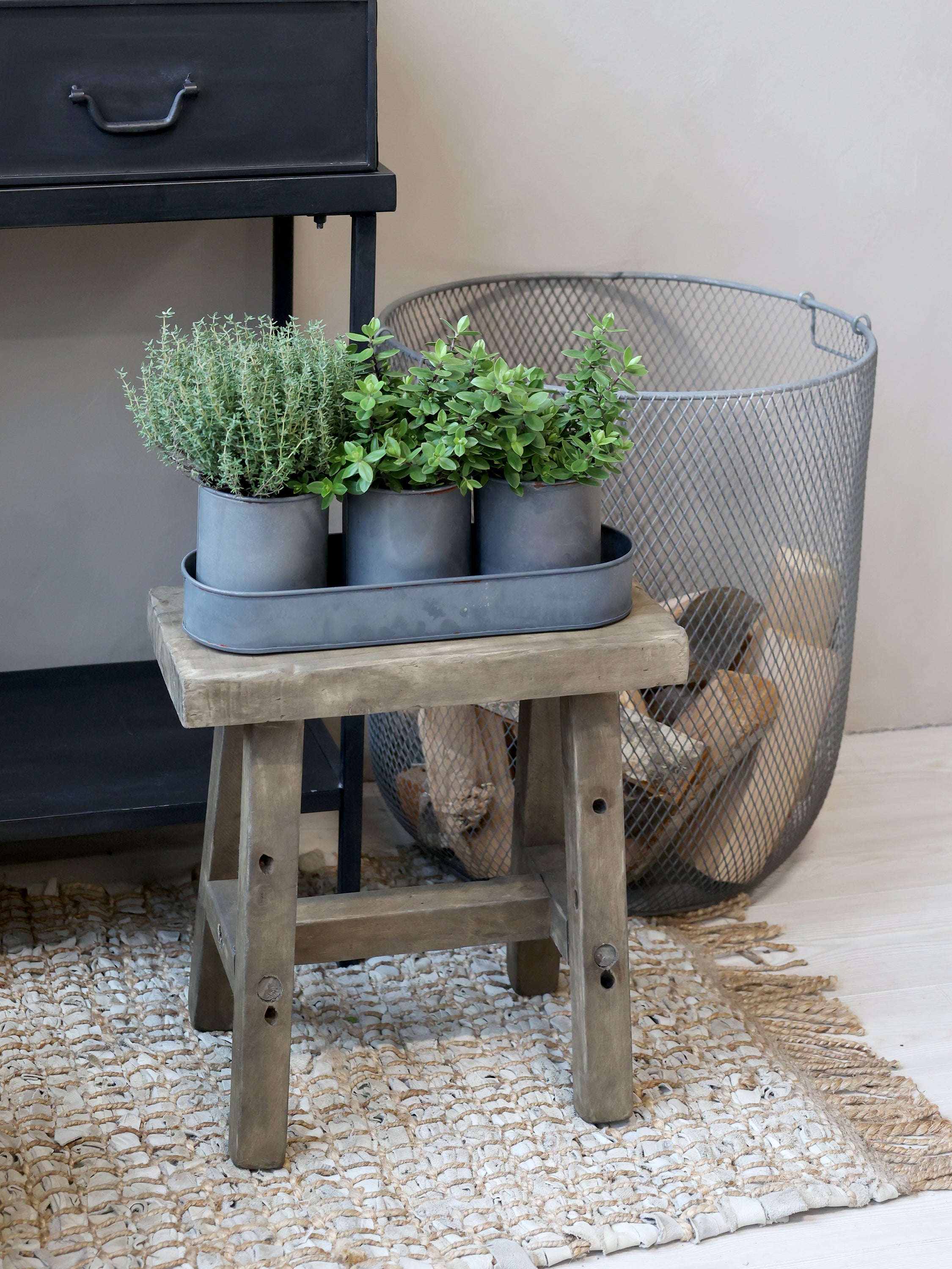 Taburet, H41/L40/B27 cm natur by Chic Antique