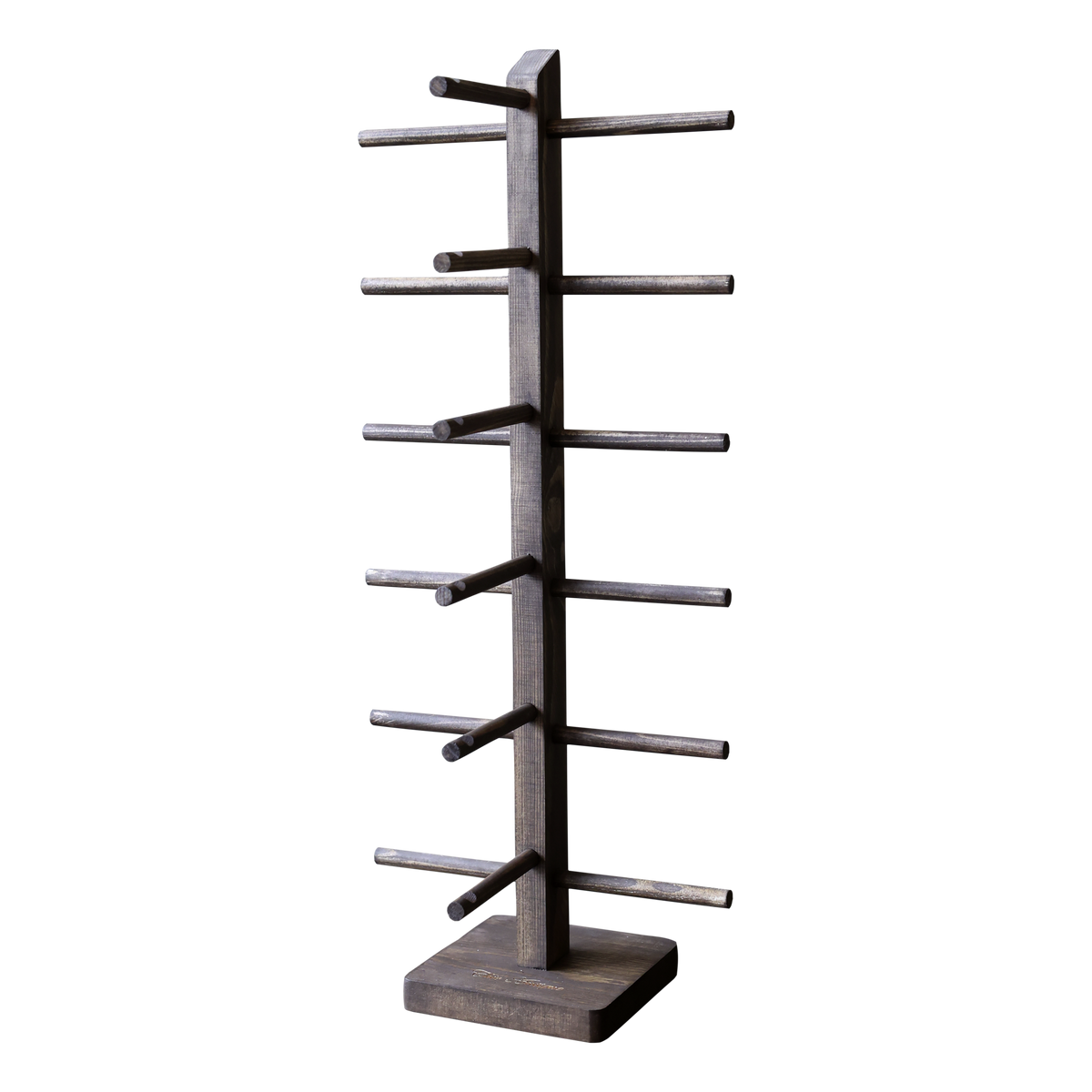 Display til briller m. 6 holdere, H42/L17/B14 cm mørk natur