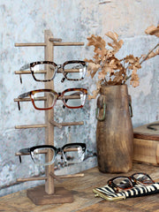 Display til briller m. 6 holdere, H42/L17/B14 cm mørk natur