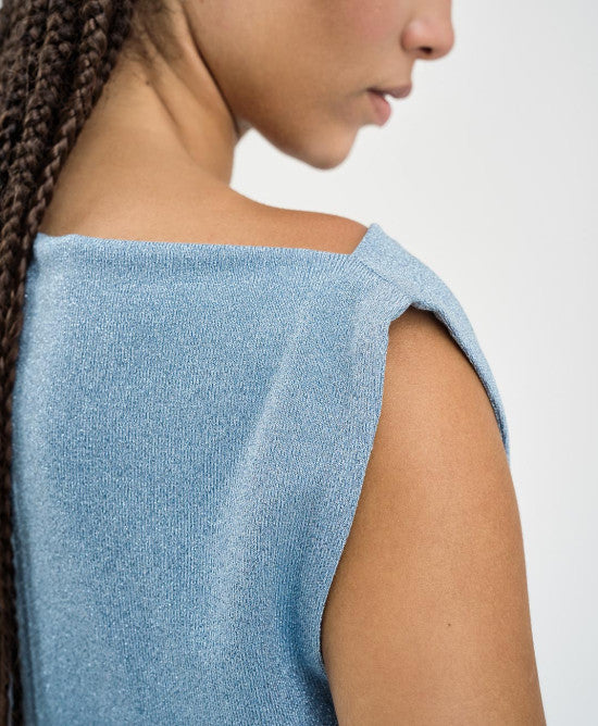 Access Fashion Metallic draperet bluse by Access Fashion