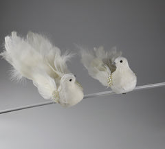 Fugle hvide med perler