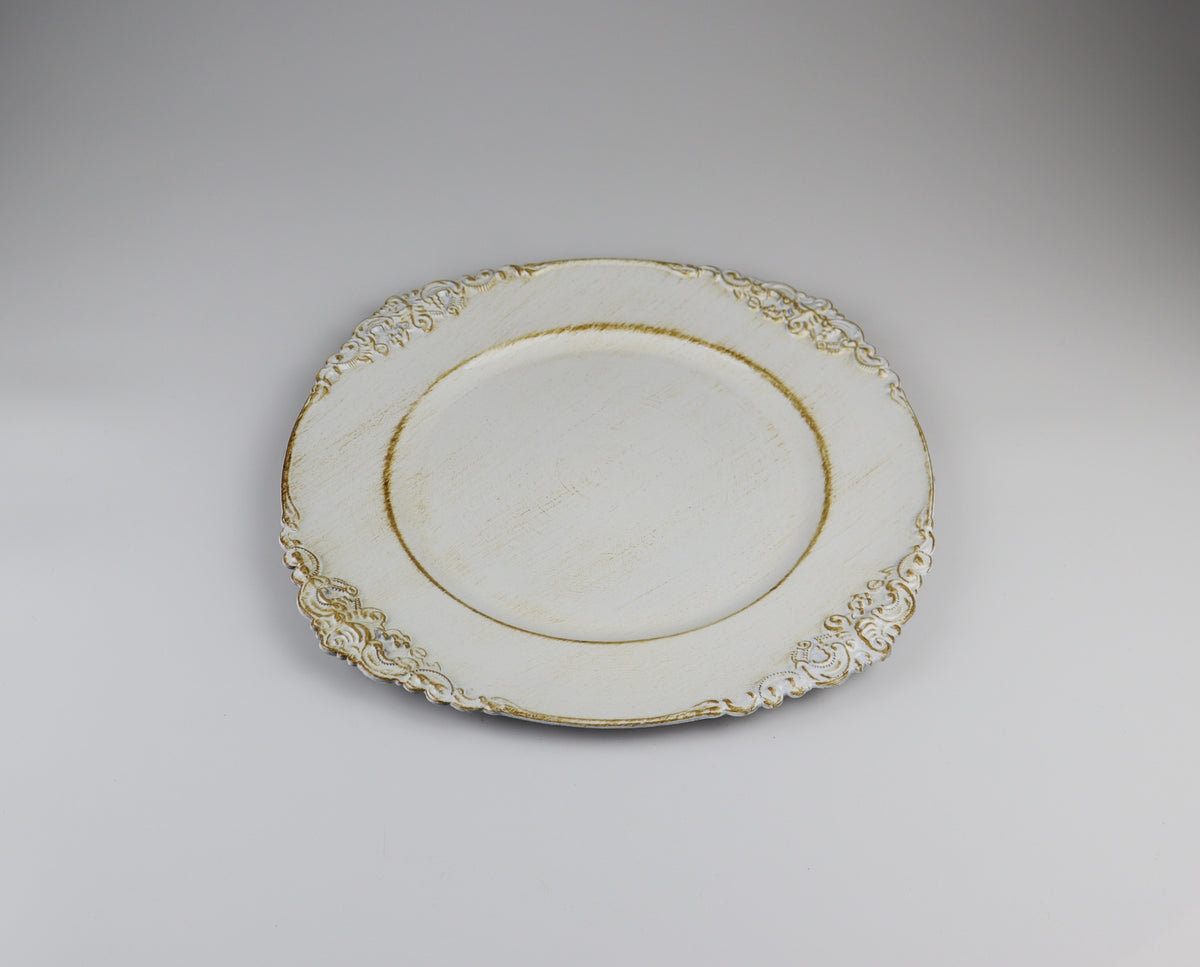 Fad Beige/Brun med ornament,  35cm diam