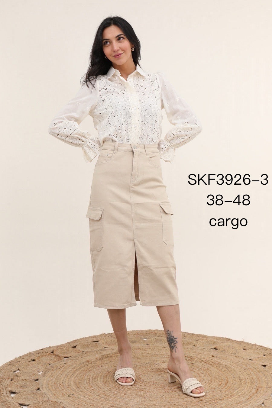 Denim cargonederdel med lommer by Krone 1