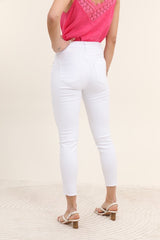 Hvide jeans med bling blomster by Krone 1