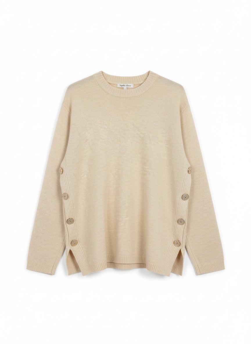 Strikbluse Glimmer, Guldknapper