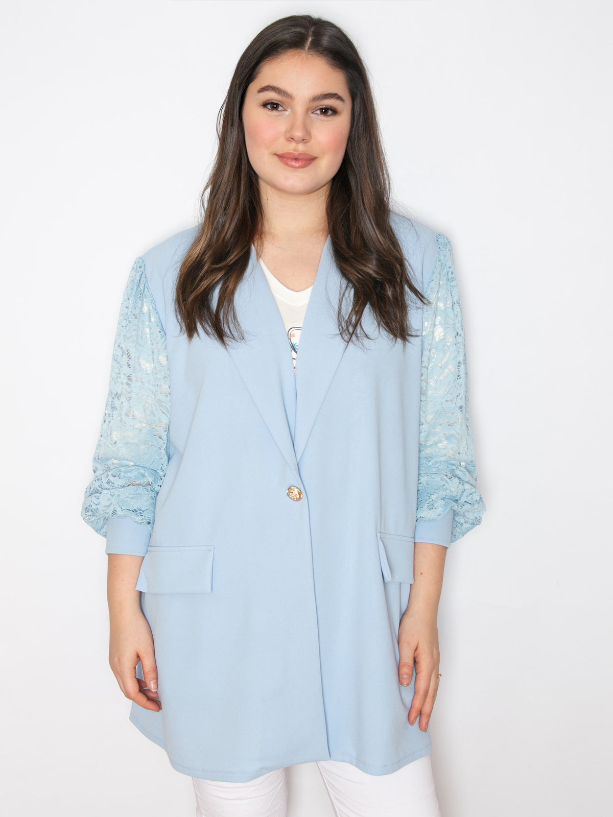 Blazer med puf blondeærmer - Polyester