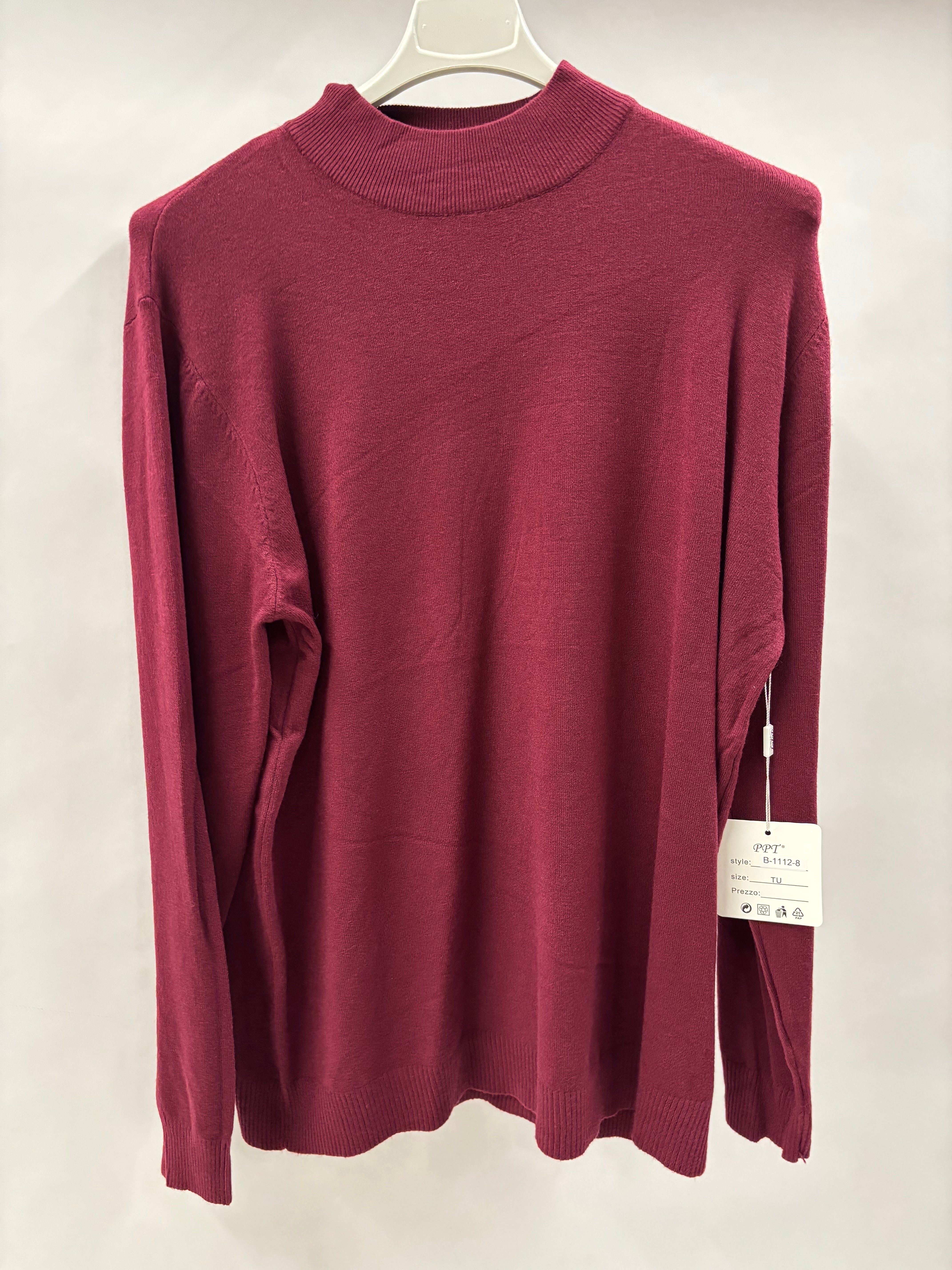 Højhalset Ensfarvet Bluse - Brystmål 120cm