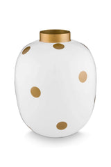 Vase med guld prikker H32 cm Elegant hvid keramikvase