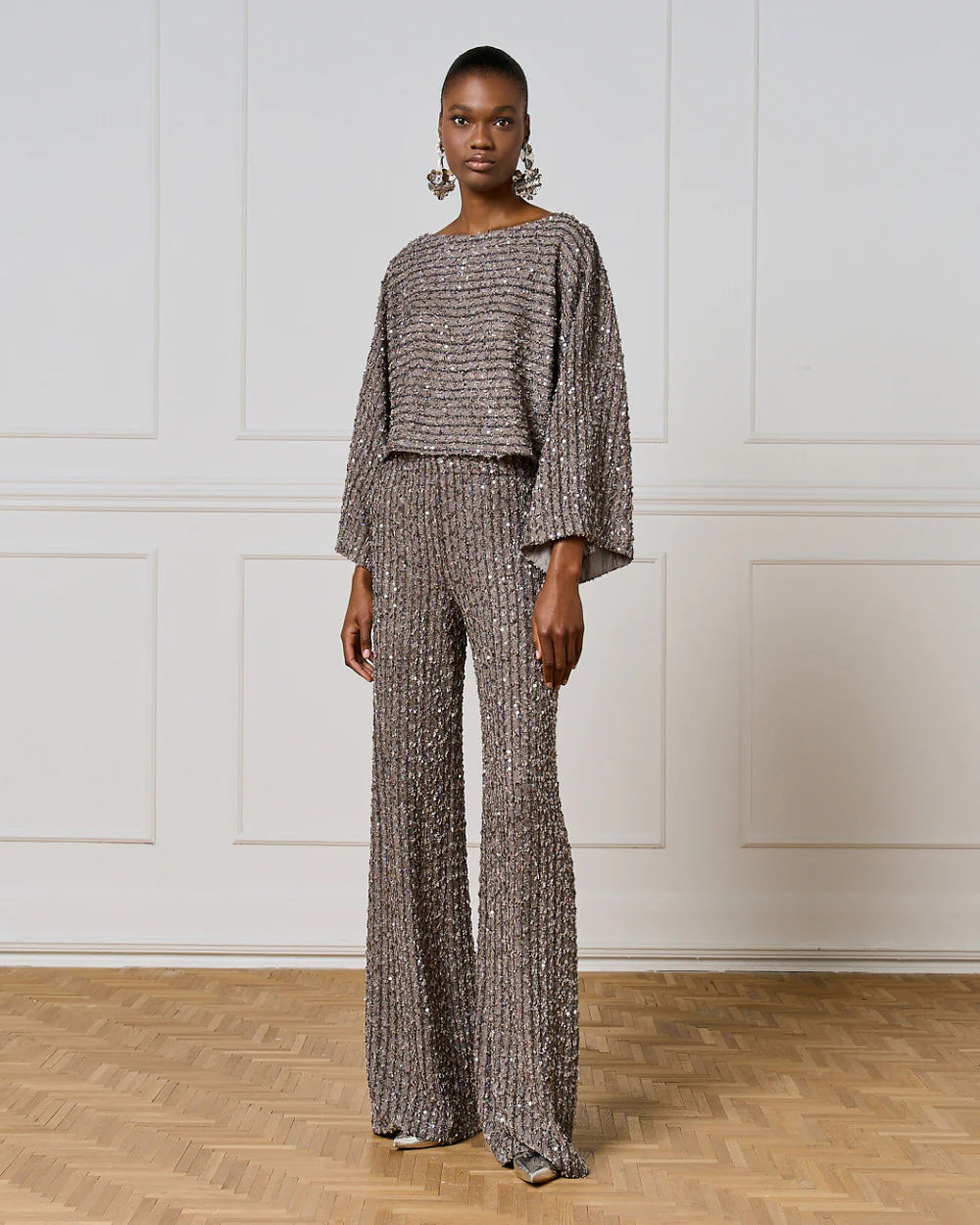 Access Bukser med vide ben og pailletter by Access Fashion