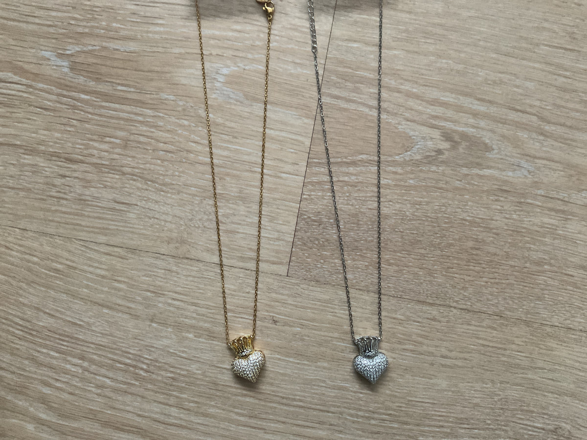 Halskæde hjerte med krone på top by Krone 1