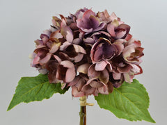 Kunstig Hortensia Pick med Blade Mørkerød 35cm by Deko Florale