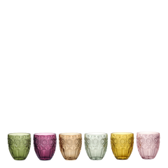 Saint-Émilion glas med mønster – H10/D8.5 cm, assorterede farver
