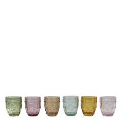 Saint-Émilion glas med mønster – H10/D8.5 cm, assorterede farver