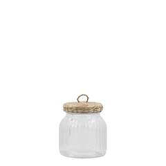 Opbevaringsglas med fletlåg 7x11 cm klar