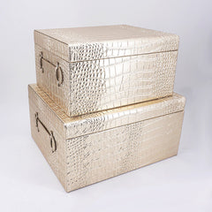 Opbevarings kasse Sæt af 2 "Croco" Champagne by Access Fashion