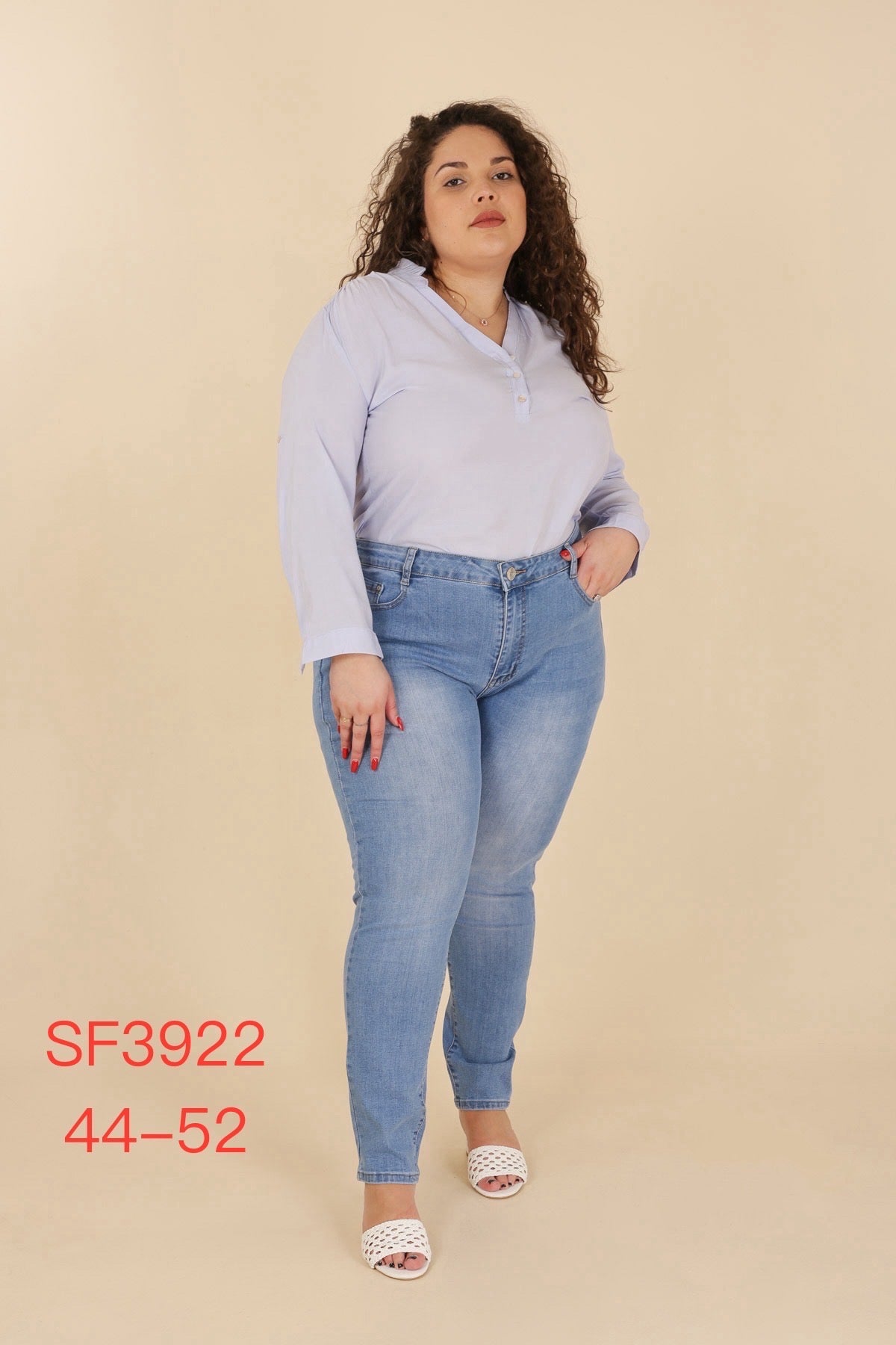 Jeans lys vask plus size by Krone 1