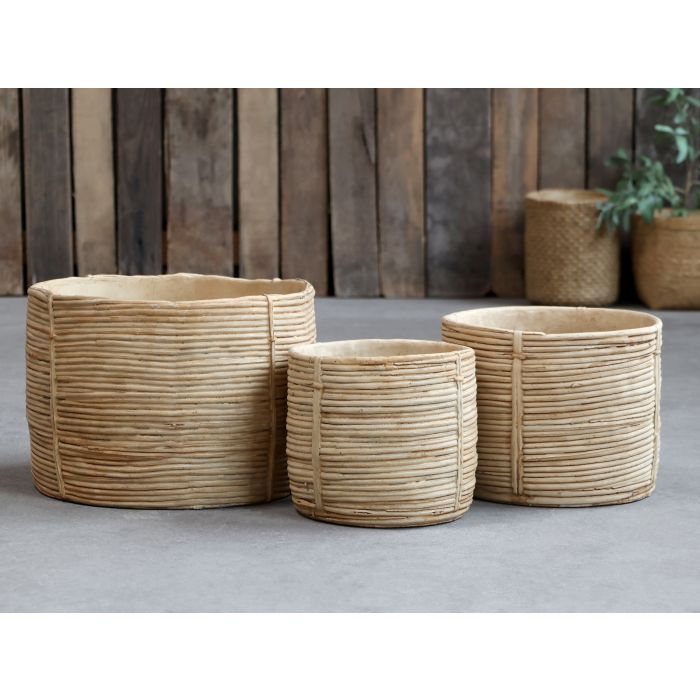 Corte Skjuler med flet mønster 24 x Ø34 cm Antique natur urtepotte