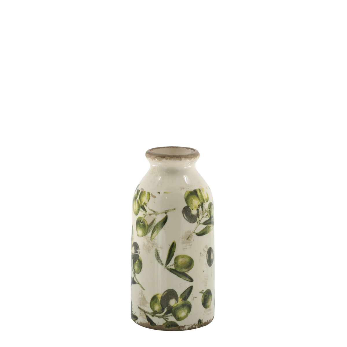 Olive Bottle med olivemønster 15,5xØ7,5 cm creme