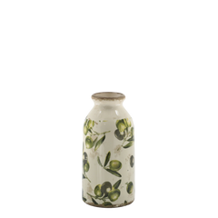Olive Bottle med olivemønster 15,5xØ7,5 cm creme
