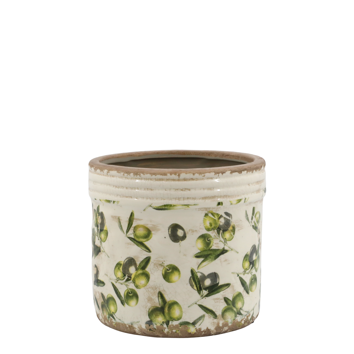 Olive Planter m. Olivemønster 15,5x17 cm Creme
