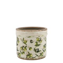 Olive Planter m. Olivemønster 15,5x17 cm Creme