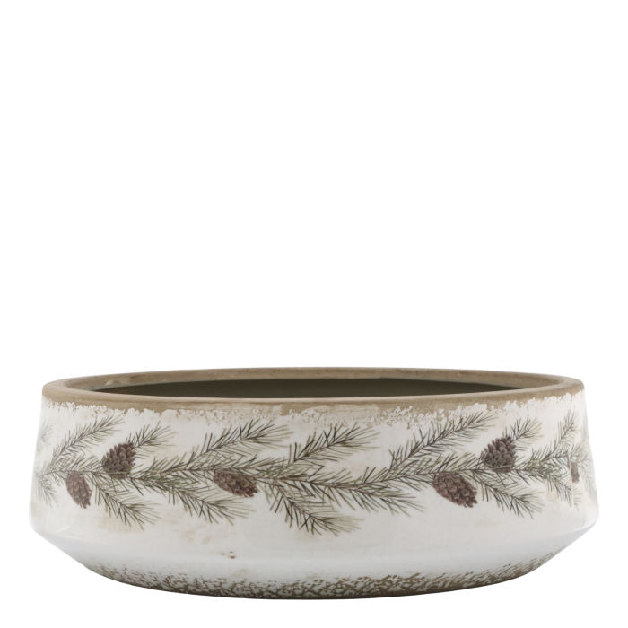Fad med Granrankemotiv 10x30 cm Creme by Chic Antique