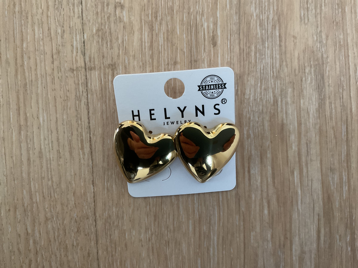 Guld hjerte øreringe by Krone 1