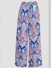 Plissé viddebukser med paisley print - Tilfældig farve by Krone 1