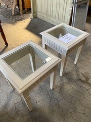 Sengeborde med Glasplade – Creme, 2 stk. samlet 60 x 50 x 50 cm