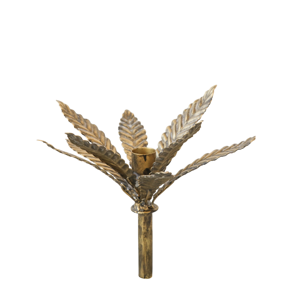 Lysholder med blade 17,5x15x15 cm antik messing