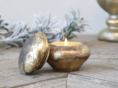 Glaskrukke med stearinlys 9x9,5 cm antique kobber