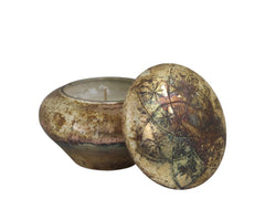 Glaskrukke med stearinlys 9x9,5 cm antique kobber