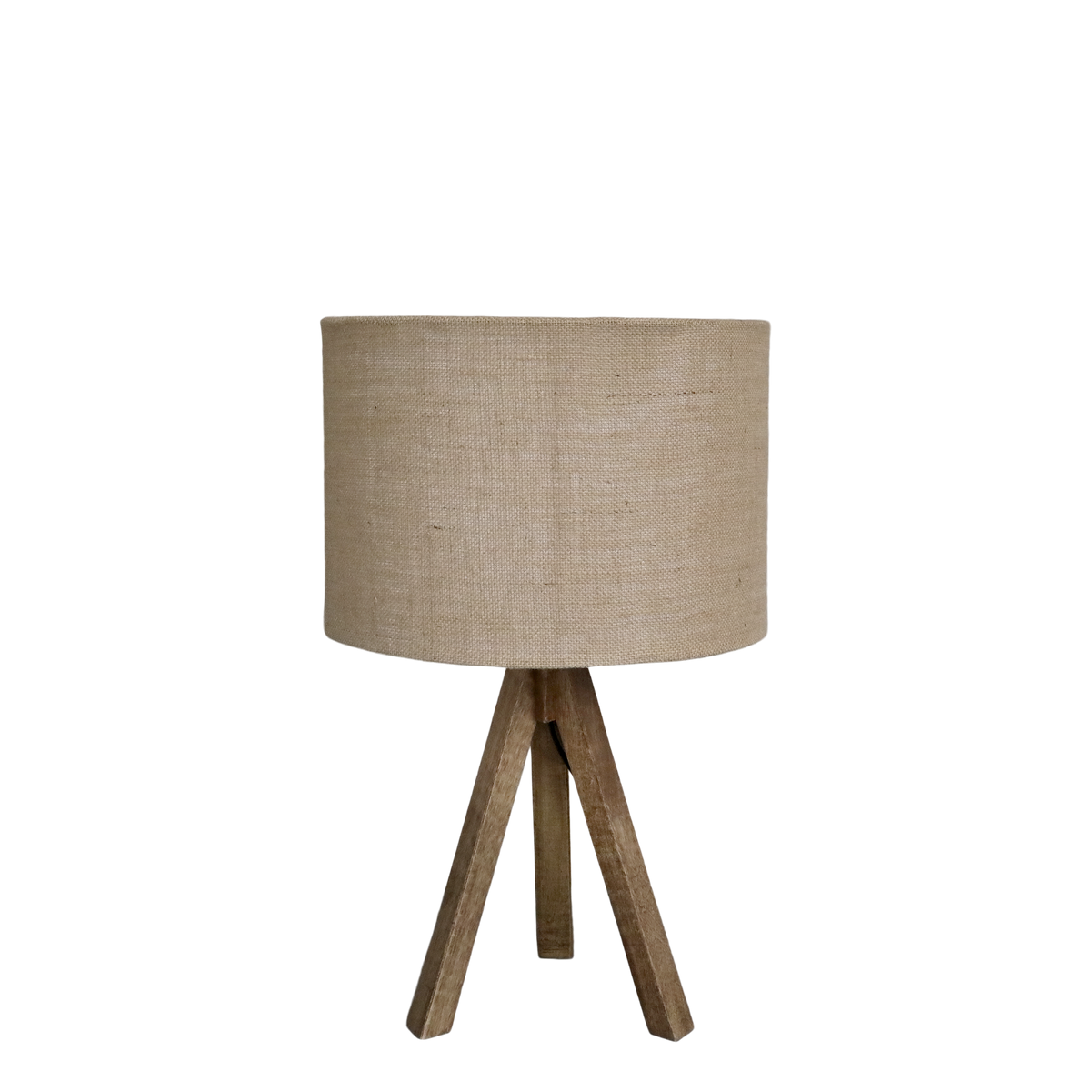 Bordlampe med træfod og lampeskærm i linned Natur 55,5x33 cm