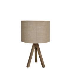 Bordlampe med træfod og lampeskærm i linned Natur 55,5x33 cm