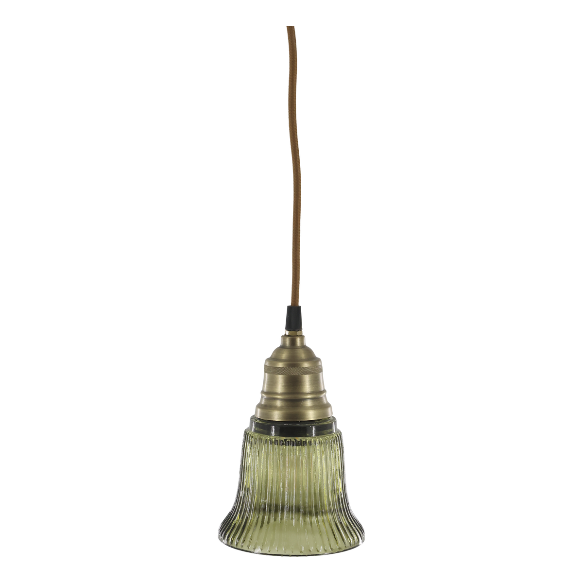 Lampe m. messingtop, H17/Ø12 cm oliven
