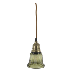 Lampe m. messingtop, H17/Ø12 cm oliven