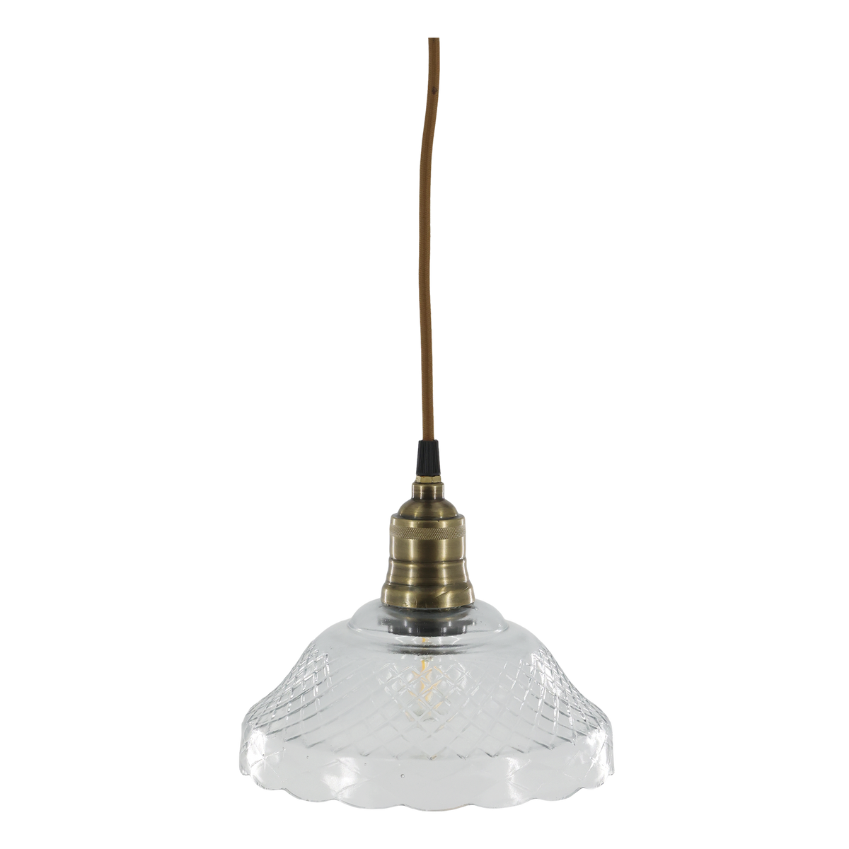 Lampe m. messingtop, H18/Ø21 cm klar