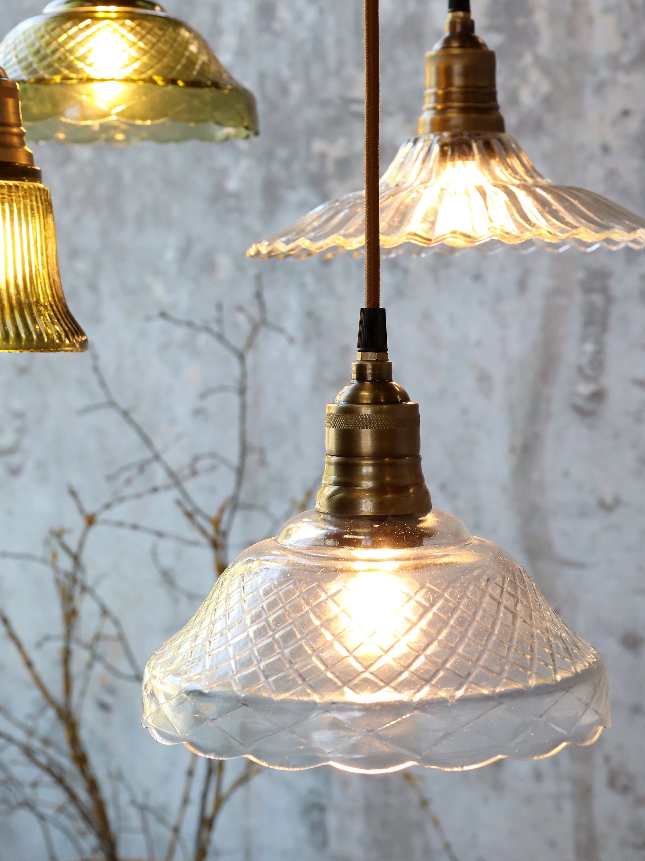 Lampe m. messingtop, H18/Ø21 cm klar