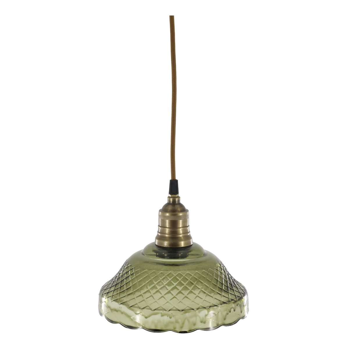 Lampe m. messingtop, H18/Ø21 cm oliven