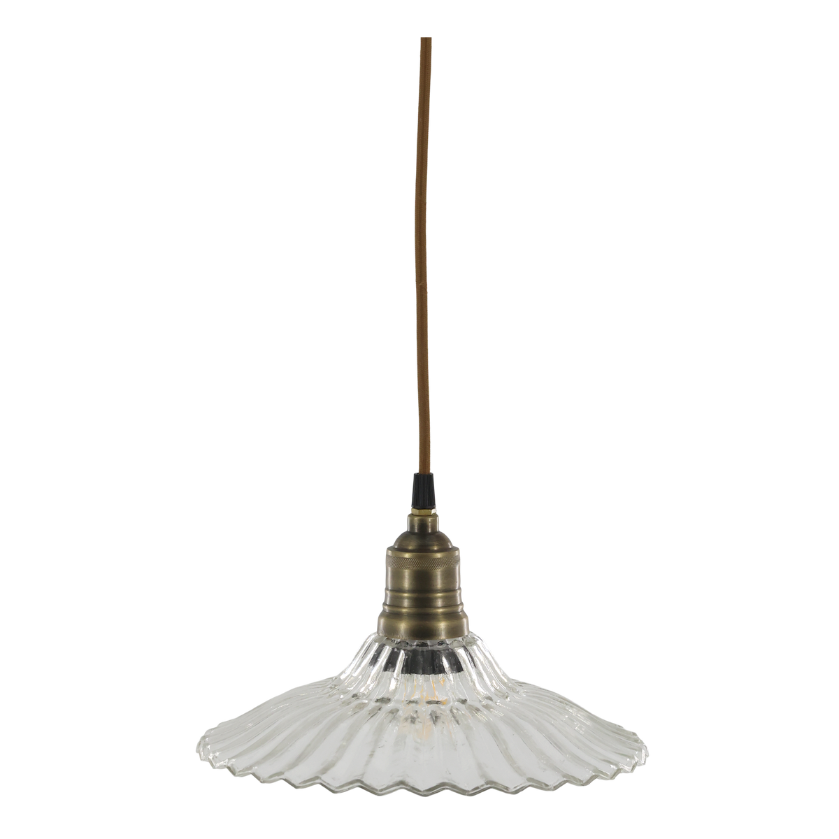 Lampe m. messingtop, H14/Ø26 cm klar
