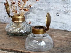 Gl. fransk Vase m. låg, H6,5/Ø8 cm antique messing