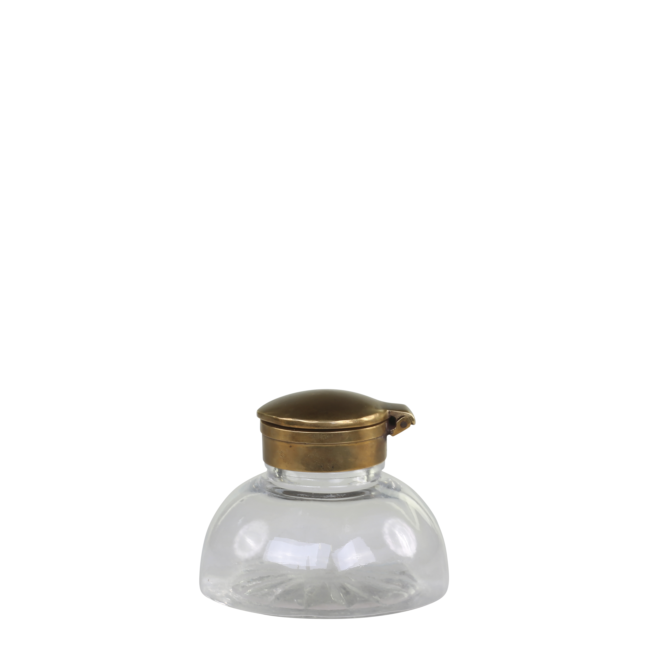 Gl. fransk Vase m. låg, H6,5/Ø8 cm antique messing